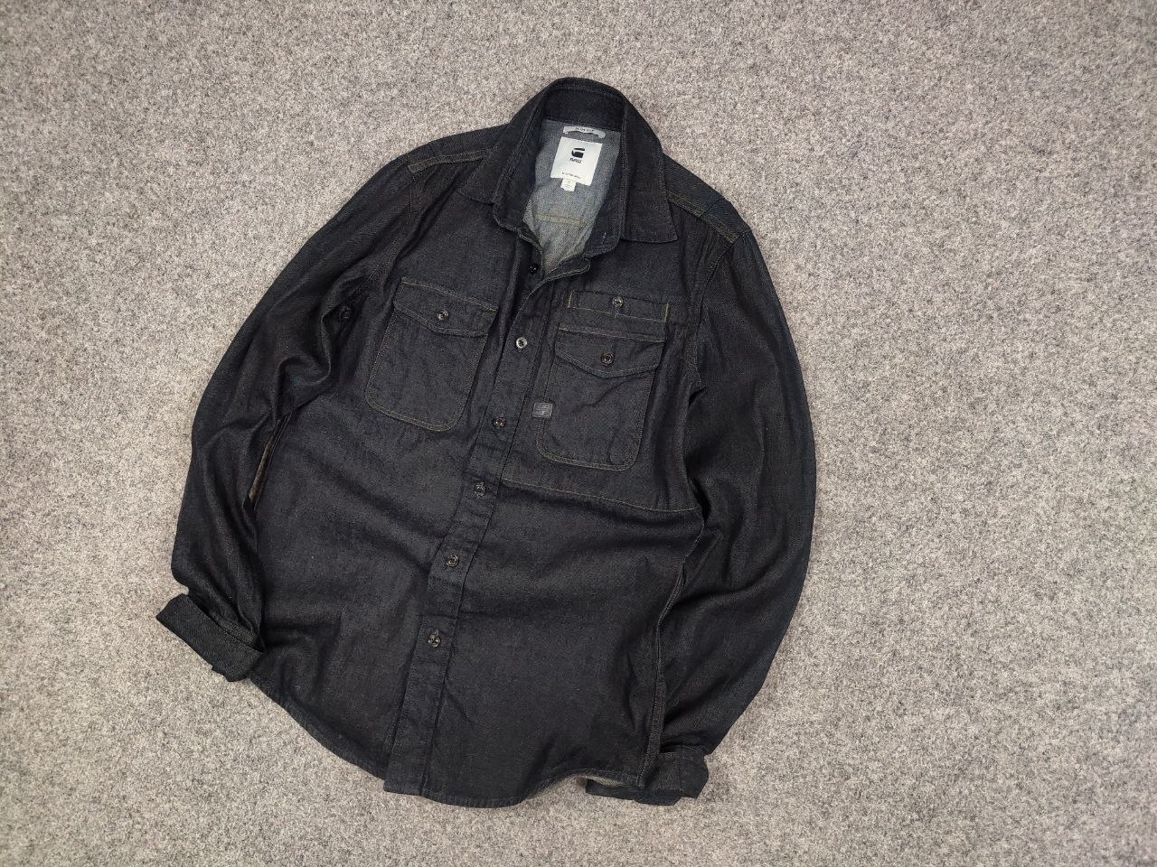 G-Star × Vintage G Star Raw Cpo Slim Dark Blue Denim Shirt Overshirt Pocket Size US S / EU 44-46 / 1 - 3 Thumbnail