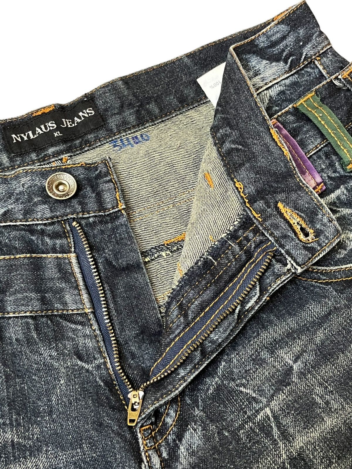 Japanese Brand SICK🔥JAPANESE BRAND "NYLAUS JEANS" DOUBLE WAIST JEANS Size US 34 / EU 50 - 10 Thumbnail