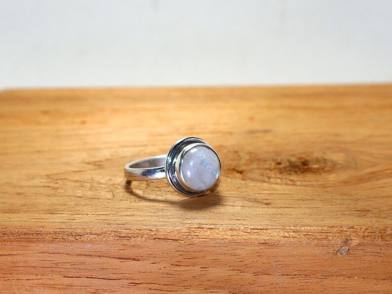 Handmade Moonstone Ring: Handmade Sterling Silver, June Birthstone Size ONE SIZE - 4 Thumbnail