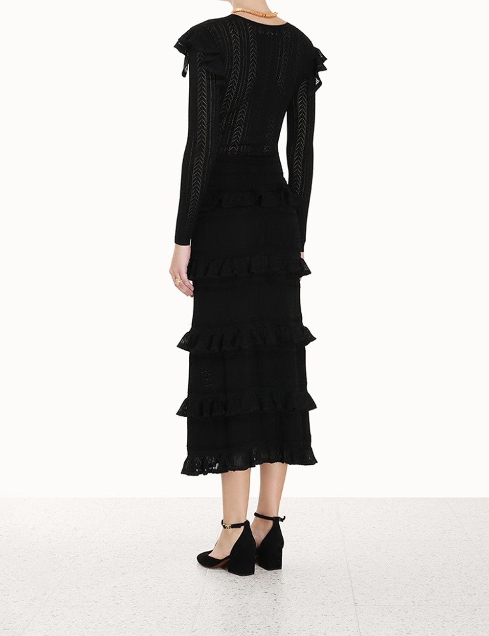 Zimmermann oc11z0225 Luminosity Ruffle Dress in Black Size L / US 10 / IT 46 - 4 Thumbnail