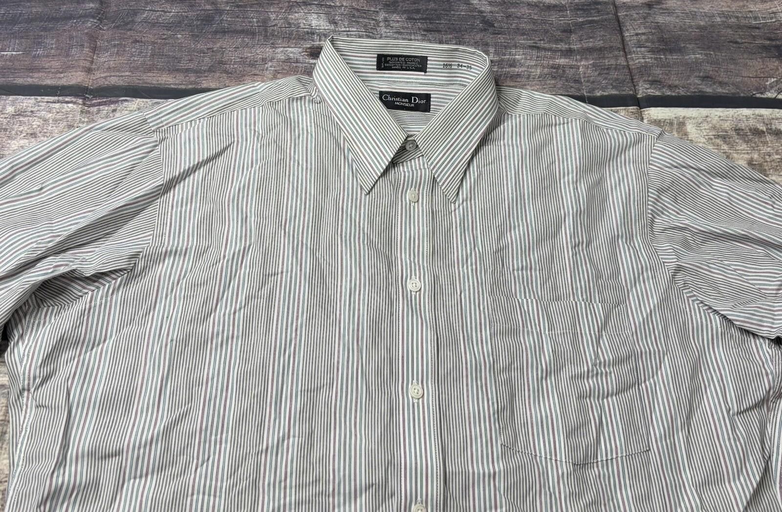 Christian Dior Monsieur Christian Dior Monsieur Shirt Men 16.5 34/45 Striped VTG USA Size US XL / EU 56 / 4 - 4 Thumbnail