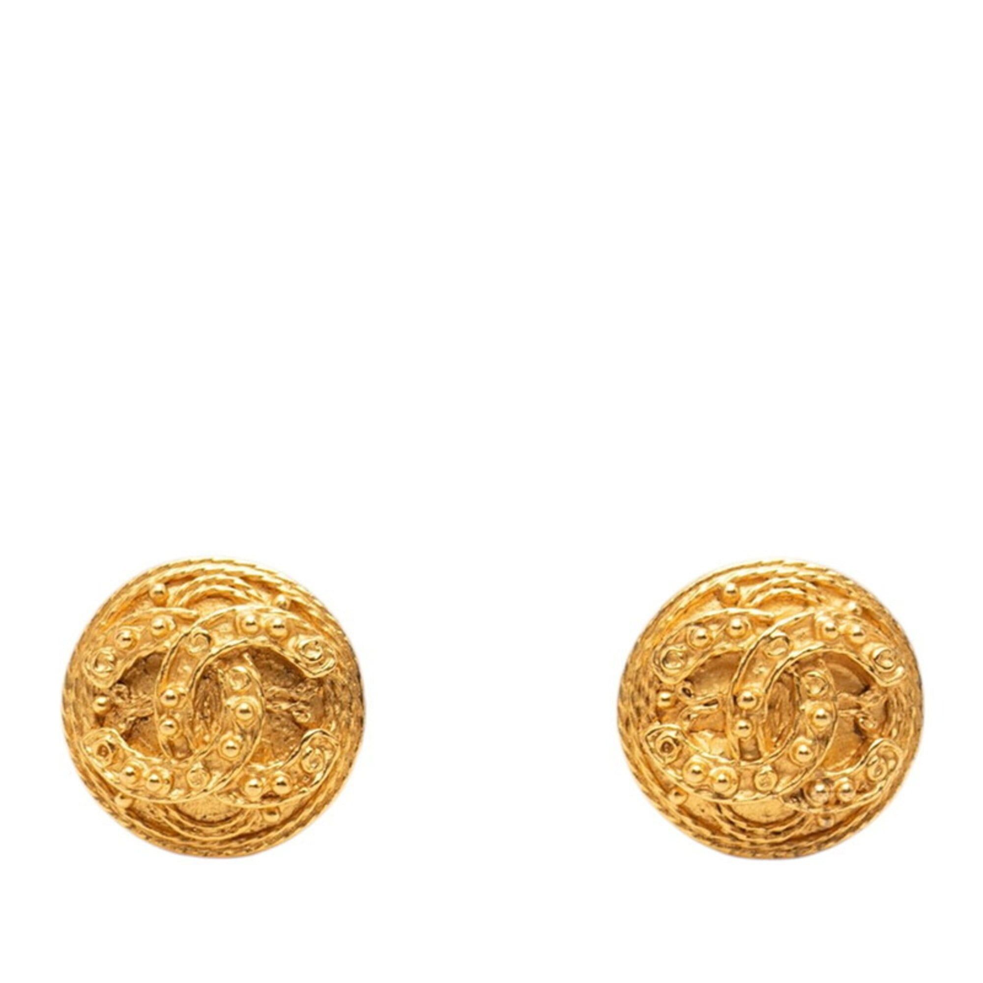 Chanel Chanel Coco Mark Round Earrings, Gold Plated, Women's CHANEL Size ONE SIZE - 1 Thumbnail
