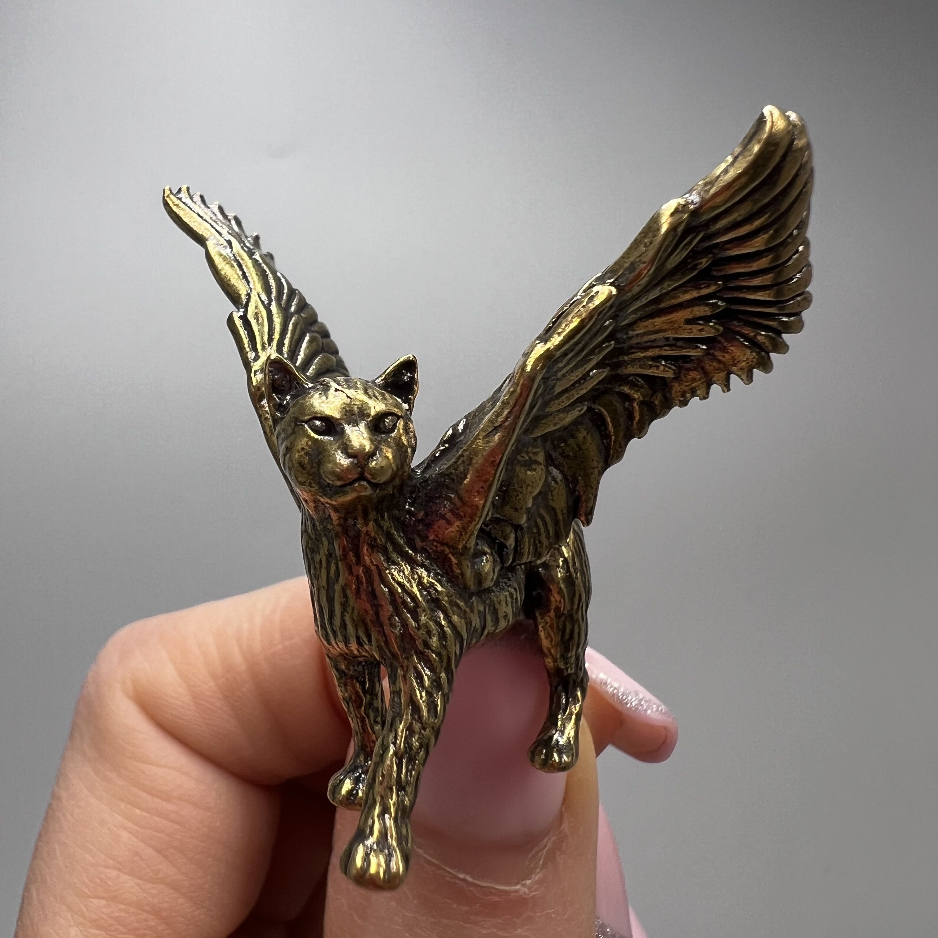 Vintage Vintage Mini Figure Cat with Wings Brass Bronze Decor Size ONE SIZE - 1 Thumbnail