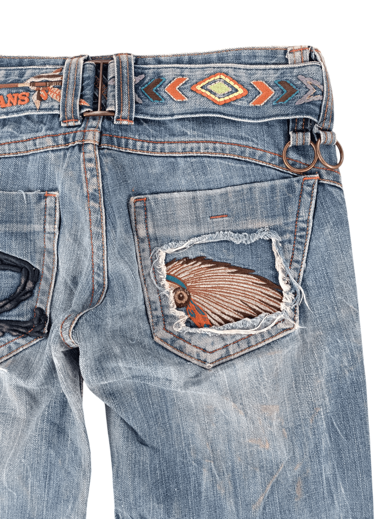 Other 🇯🇵 RIOBERIO SUPER FLARED EMBROIDERED DENIM PANTS Size US 30 / EU 46 - 2 Thumbnail