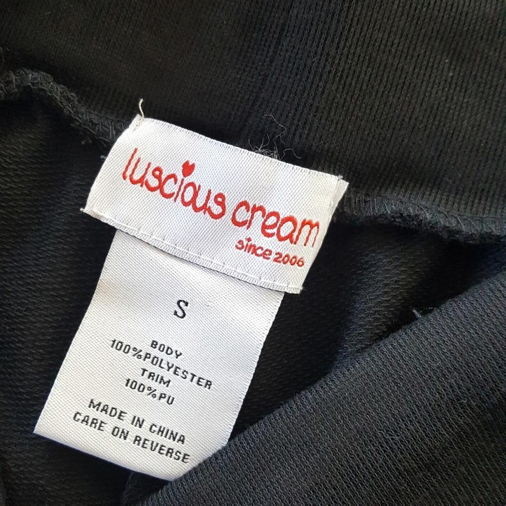 Designer Black Leather Face Luscious Sweats Size 28" / US 6 / IT 42 - 3 Thumbnail