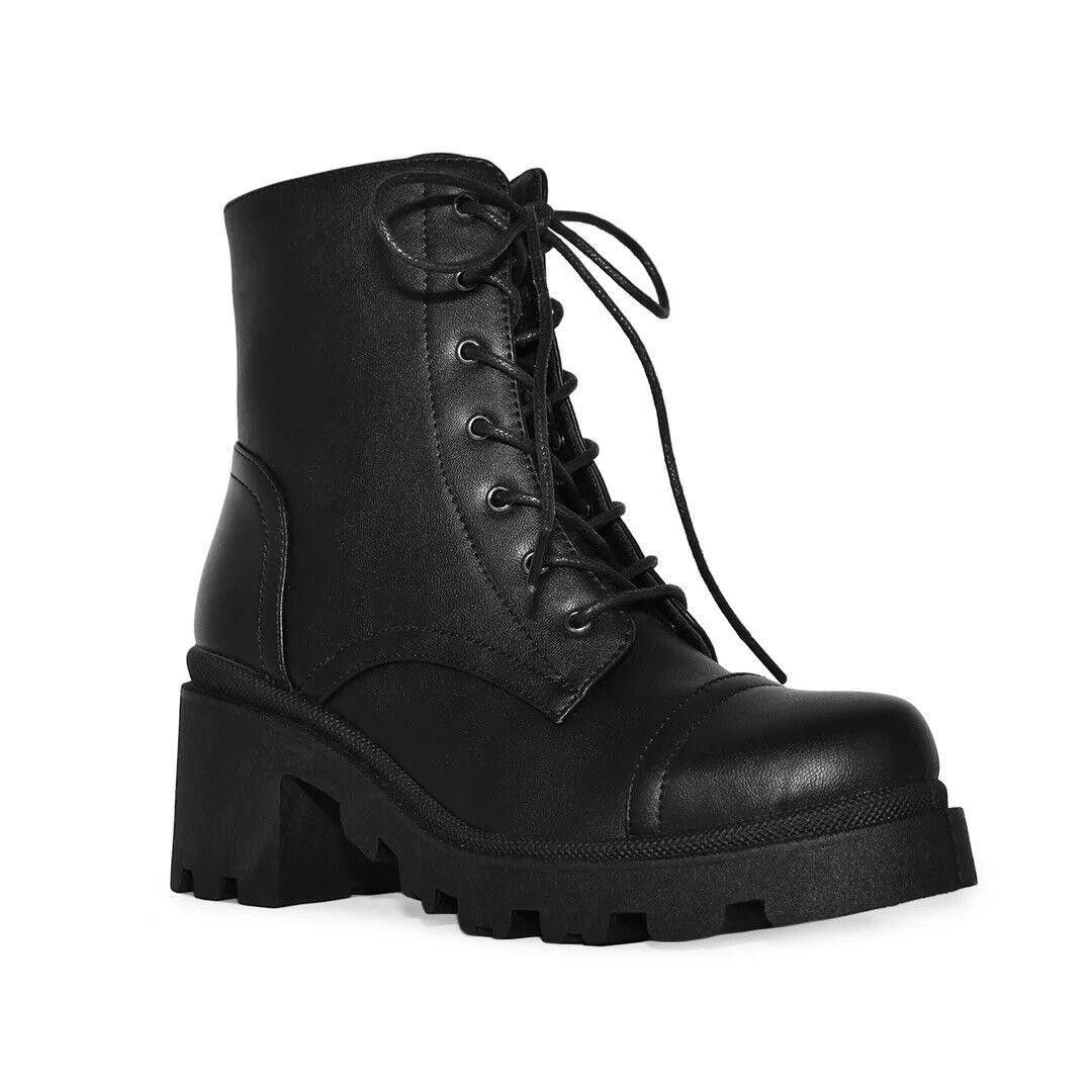 Designer Black Combat Boots Wild Diva Dolls Kill Size 6 Size US 6 / IT 36 - 3 Thumbnail