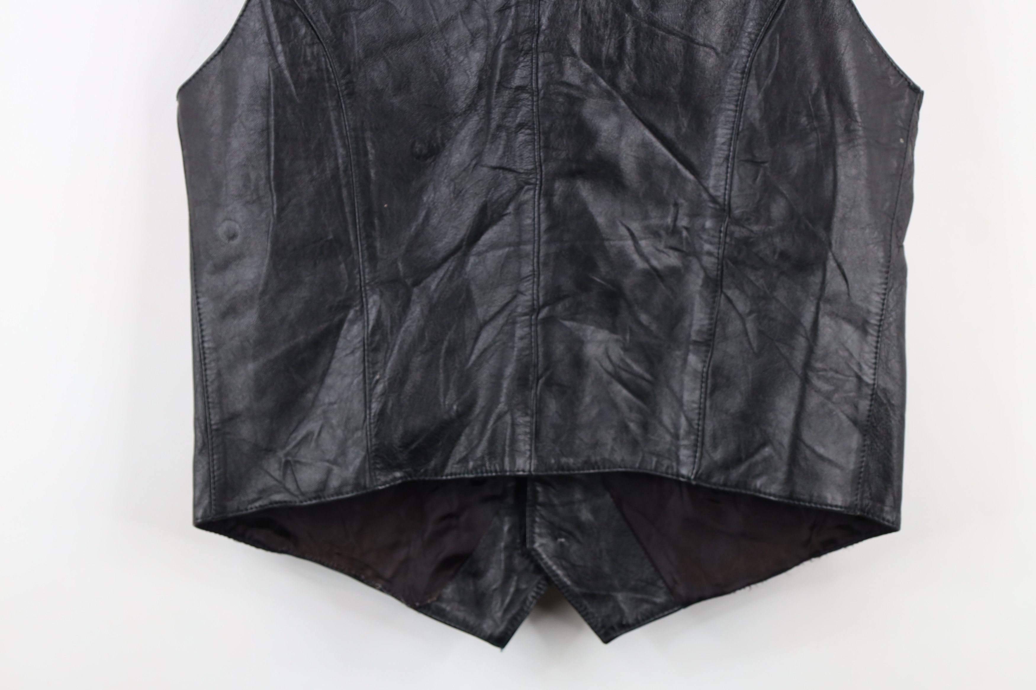 Vintage Vintage 60s 70s Streetwear Leather Button Vest Jacket Black Size US XL / EU 56 / 4 - 15 Thumbnail