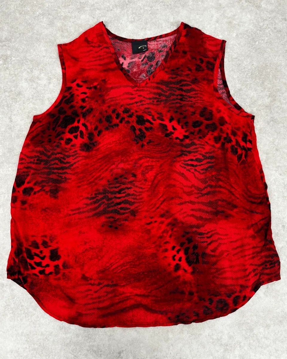 2000s Cavalli Leopard Red Tank Top