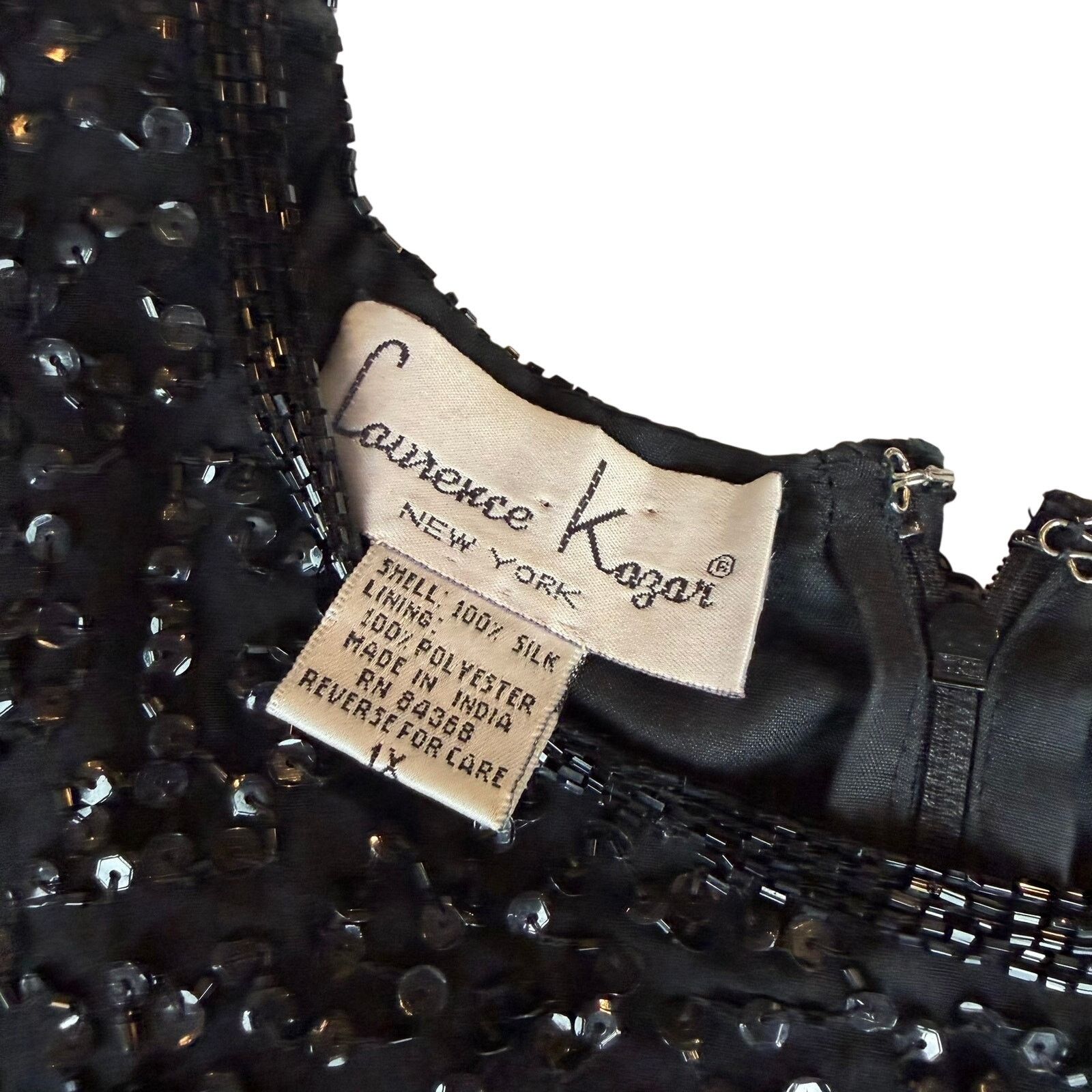 Other Vintage Laurence Kazar Black Sequin Dress Poinsettia Small Size XL / US 12-14 / IT 48-50 - 4 Thumbnail