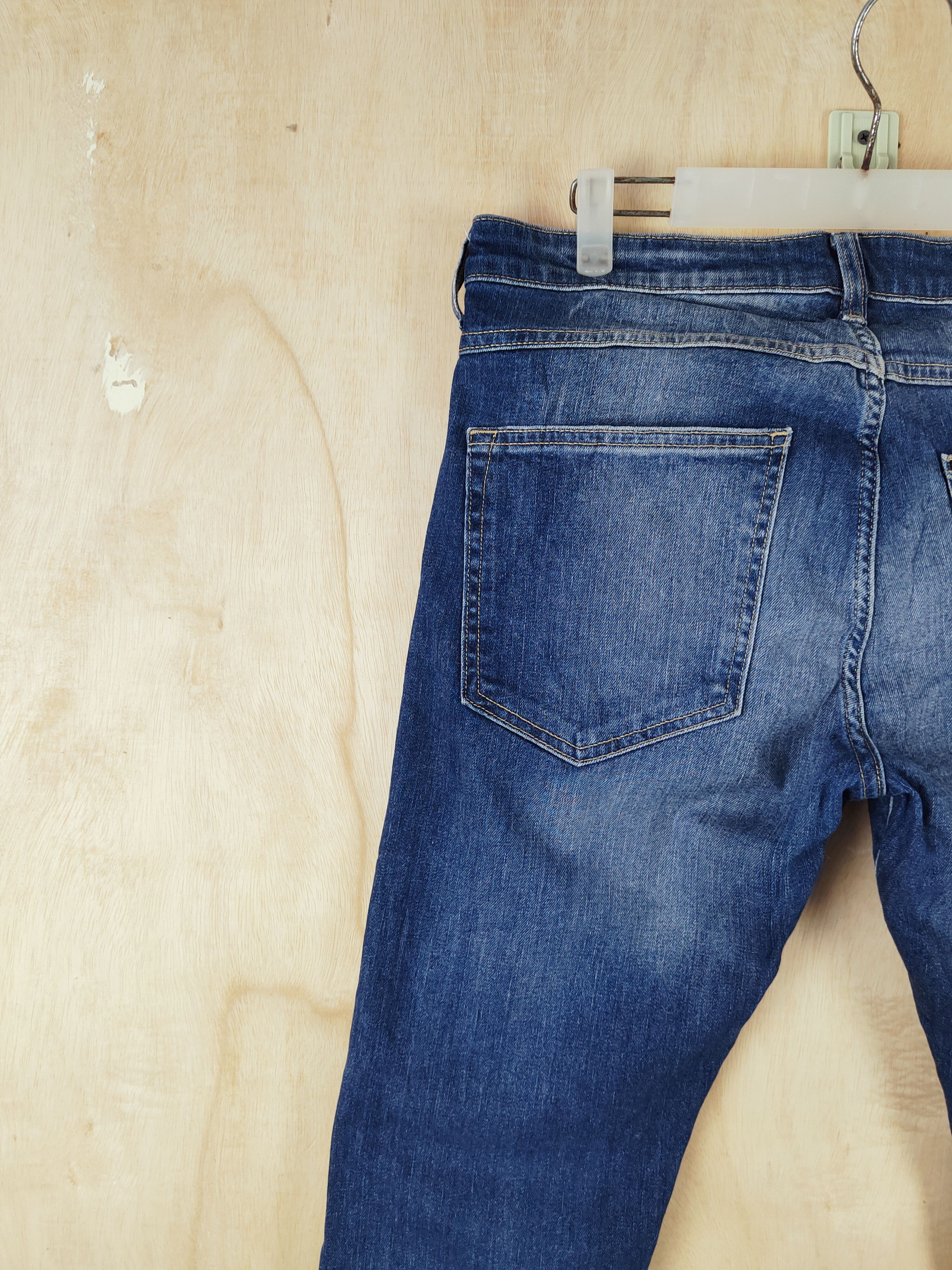 Vintage H&M Dark Blue Distressed Ripped Skinny Jeans #S2658 Size US 34 / EU 50 - 9 Thumbnail