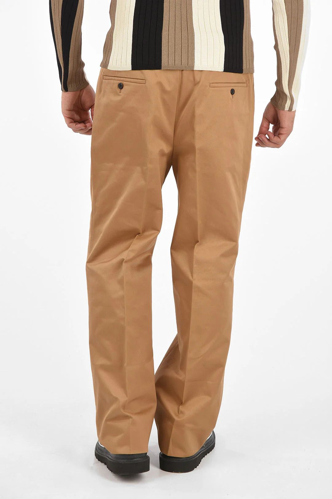 Prada og1mm0426 Cotton Wide Leg Pant in Beige Size US 32 / EU 48 - 2 Thumbnail
