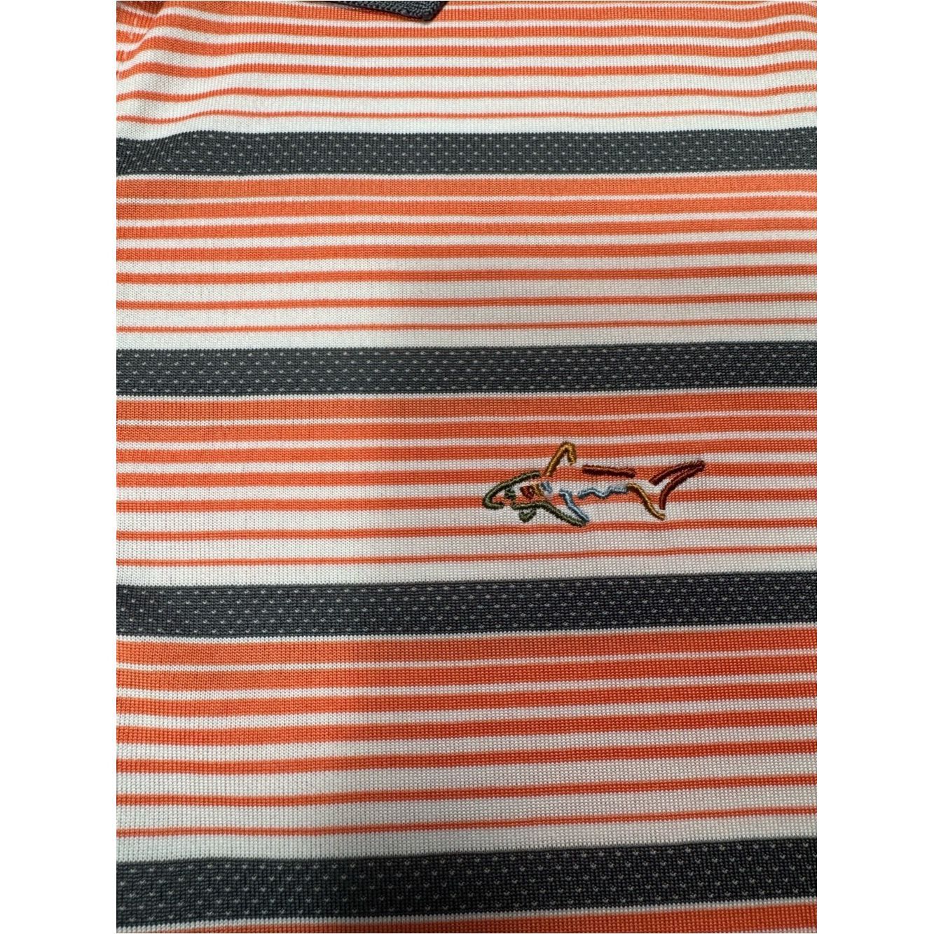 Greg Norman Greg Norman For Tasso Elba Orange Dark Grey Striped Polo Sh Size US L / EU 52-54 / 3 - 7 Thumbnail