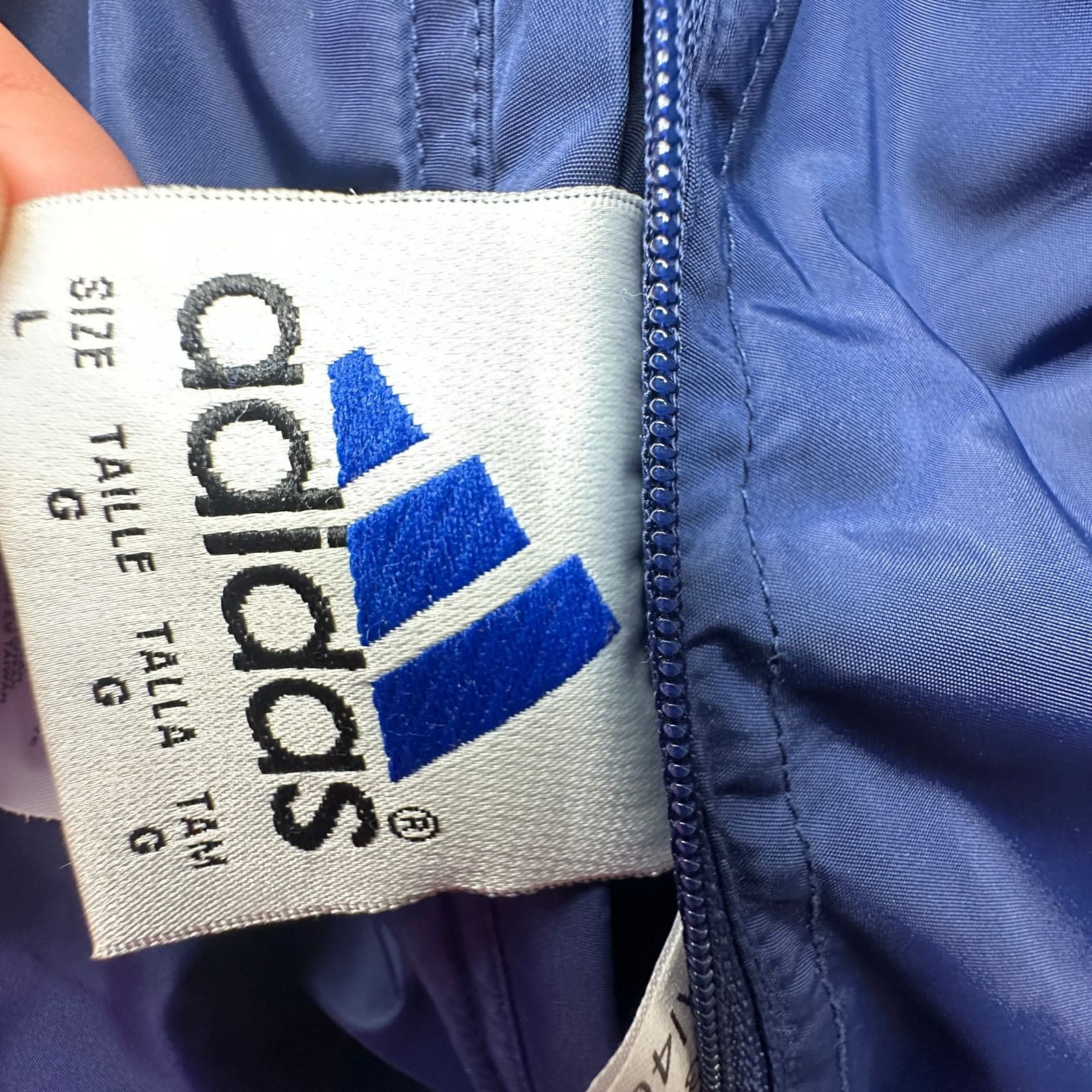 Adidas VTG 90s Adidas Reversible Nylon Jacket Hoodie Large Blue Size US L / EU 52-54 / 3 - 6 Thumbnail