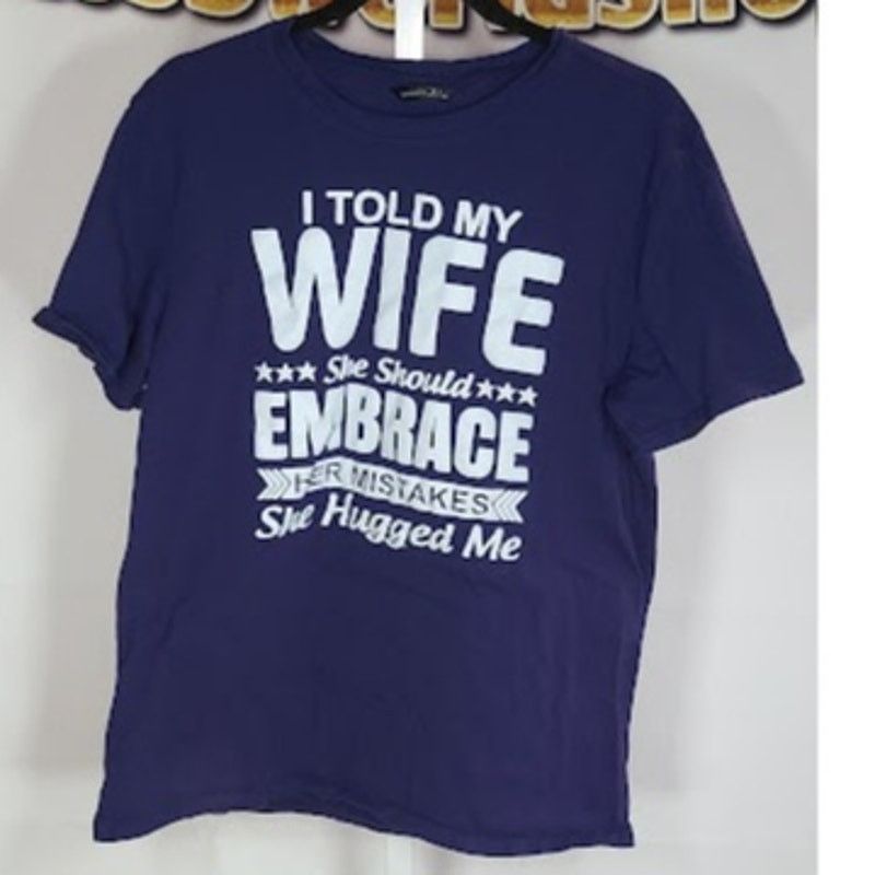 Other Mens Funny Graphic Tee I Told My Wife Blue TShirt Size 2XL Size US XXL / EU 58 / 5 - 1 Thumbnail