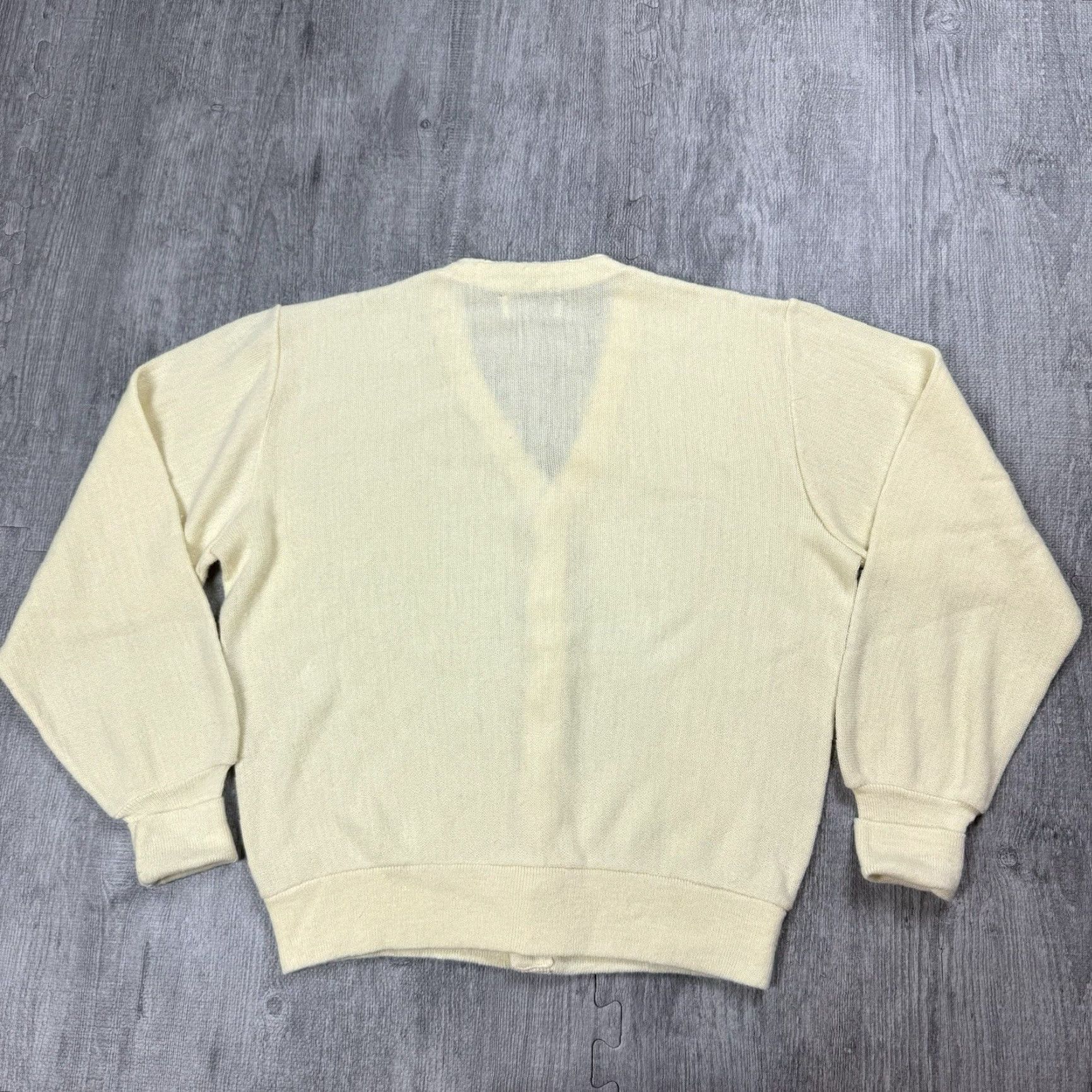 JCPenney VINTAGE JC PENNEY Fox Yellow Knit Wool Cardigan Sweater Men Small Casual Formal Golf 70s Preppy Size US S / EU 44-46 / 1 - 5 Thumbnail