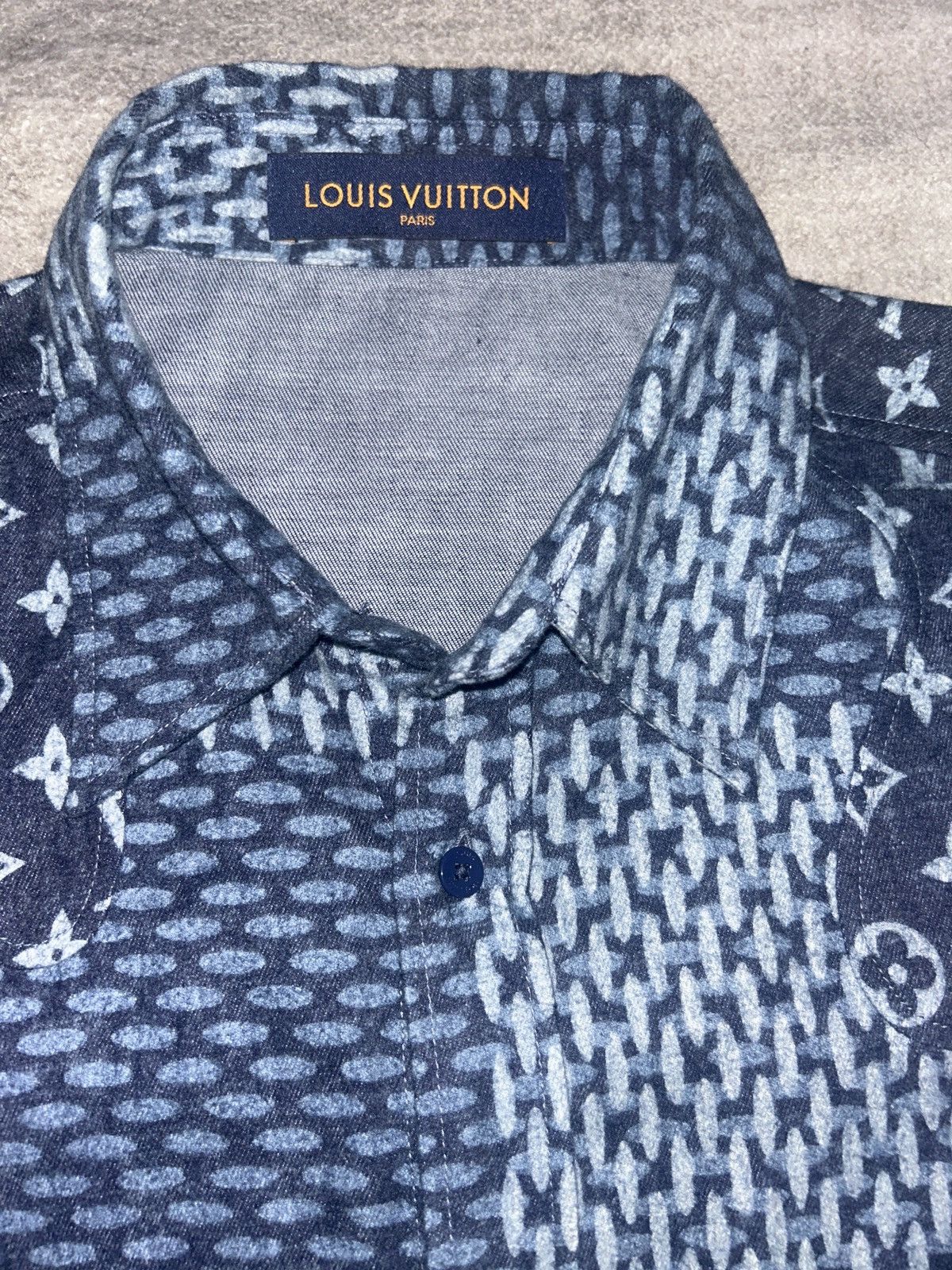 Louis Vuitton Nigo Navy Giant Damier Monogram Button Up Shirt Size US L / EU 52-54 / 3 - 3 Thumbnail