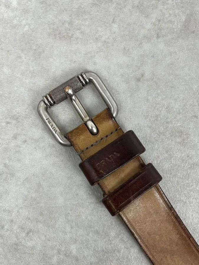 Prada 2000s Prada Brown Leather Minimalist Belt Size ONE SIZE - 5 Thumbnail