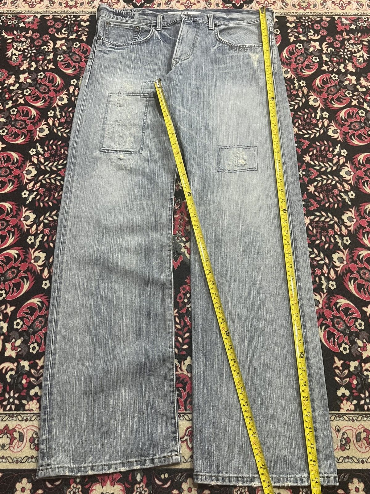 Edwin Vintage Edwin XVS Light Blue Sashiko Patchwork Loose Jeans Size US 34 / EU 50 - 12 Thumbnail