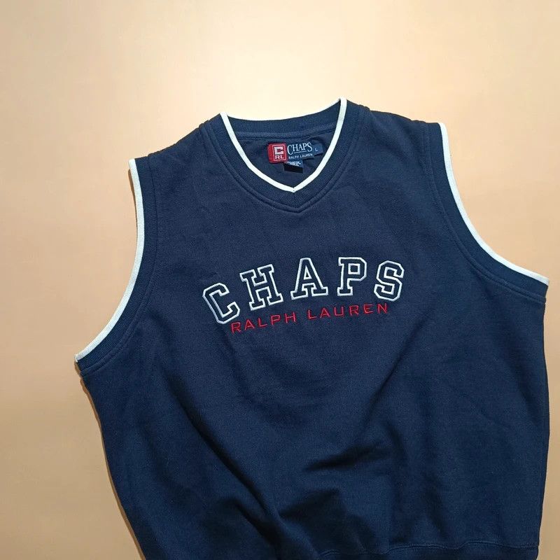 Chaps Ralph Lauren Vintage 90s Chaps Ralph Lauren Blue Vest Big Logo Spellout L Size US L / EU 52-54 / 3 - 3 Thumbnail