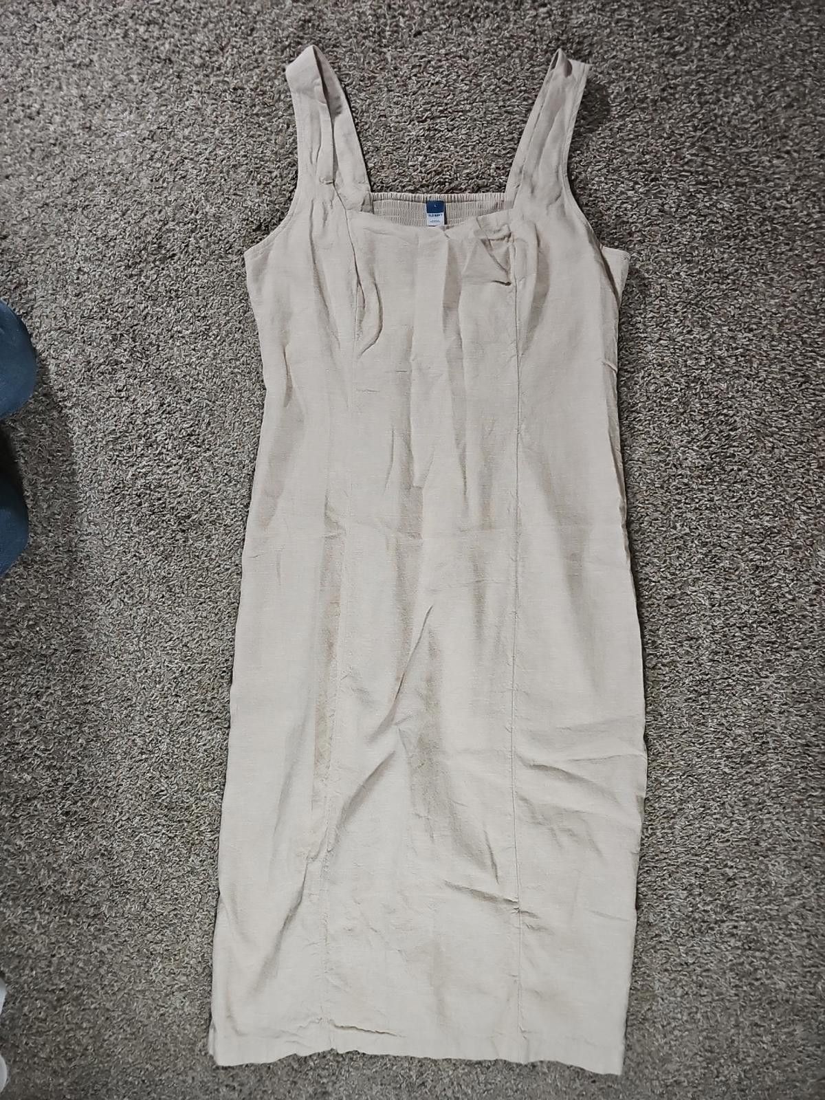 Old Navy Old Navy Smocked Linen Dress Neutral Capsule Minimalist L Size L / US 10 / IT 46 - 1 Thumbnail