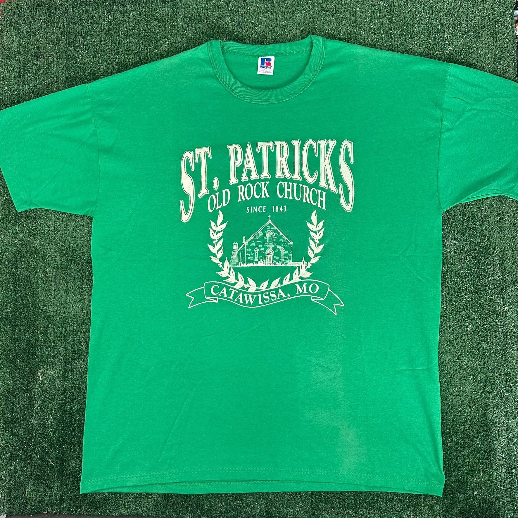 Russell Athletic Vintage St. Patrick's Old Rock Church T-Shirt Catawissa Miss Size US XL / EU 56 / 4 - 1 Thumbnail