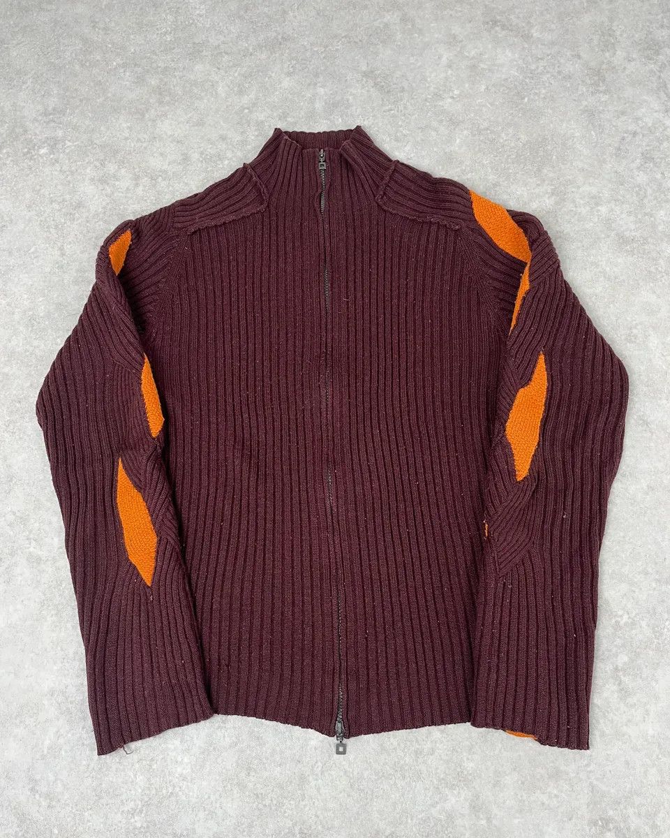 Marithe + Francois Girbaud 2000s Marithé + François Girbaud Brown & Orange Zip-Up Sweater Size US M / EU 48-50 / 2 - 1 Thumbnail