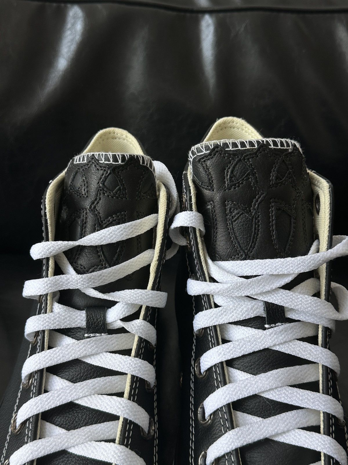 Chrome Hearts Converse Silver Sword Leather High-Top Sneaker
