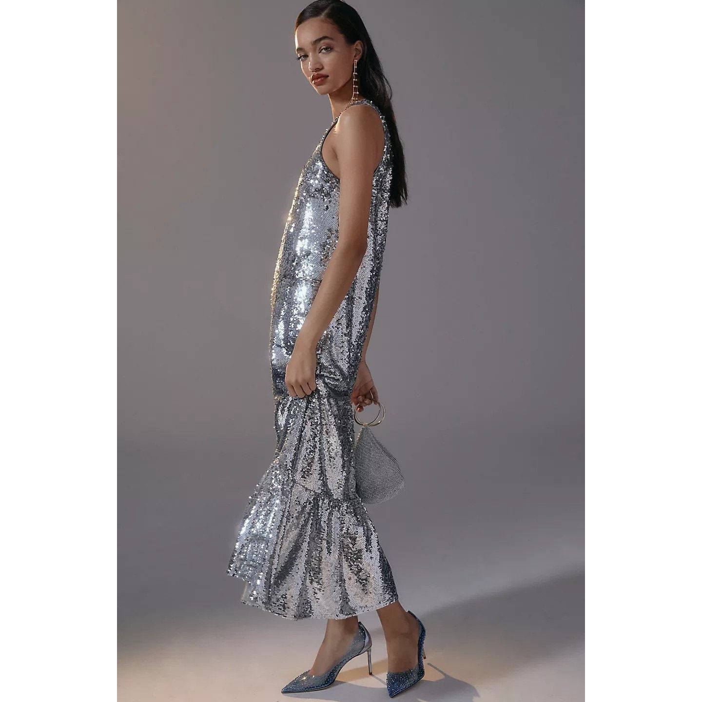 Anthropologie New Anthropologie Maeve One-Shoulder Sequin Dress $230 SMALL Size S / US 4 / IT 40 - 3 Thumbnail