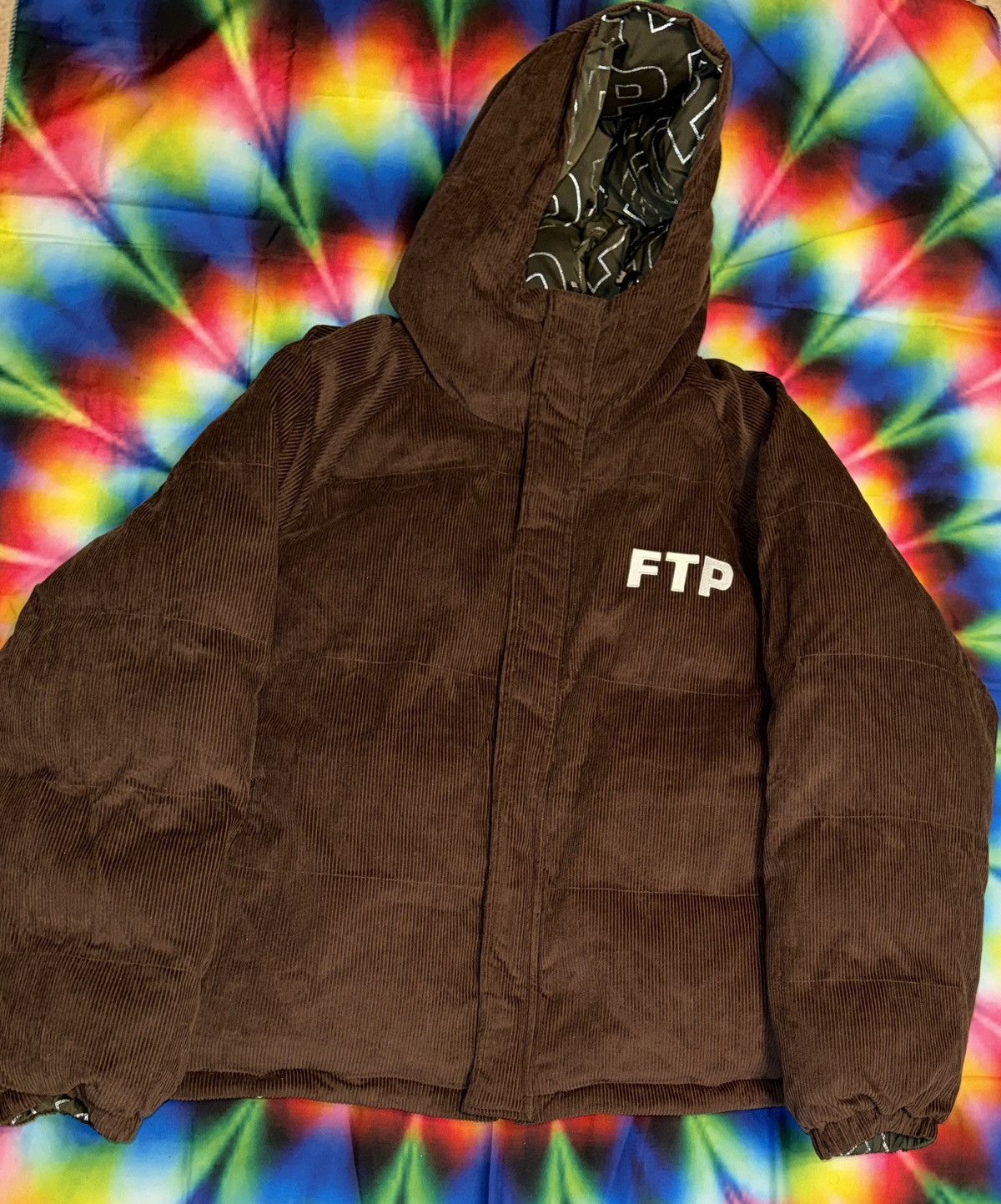 FTP Reversible Corduroy Puffer Jacket Brown