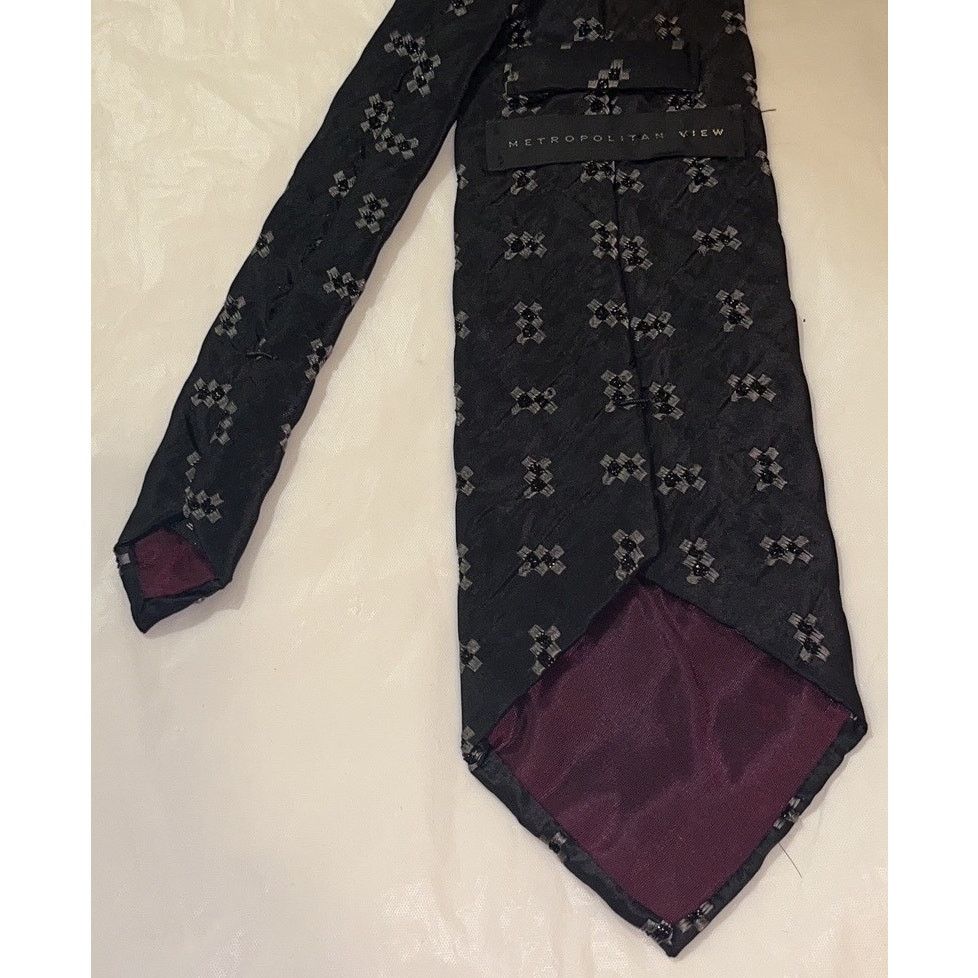 Metropolitan View Metropolitan View Silk Tie - Black - Geometric Flowers Size ONE SIZE - 5 Thumbnail