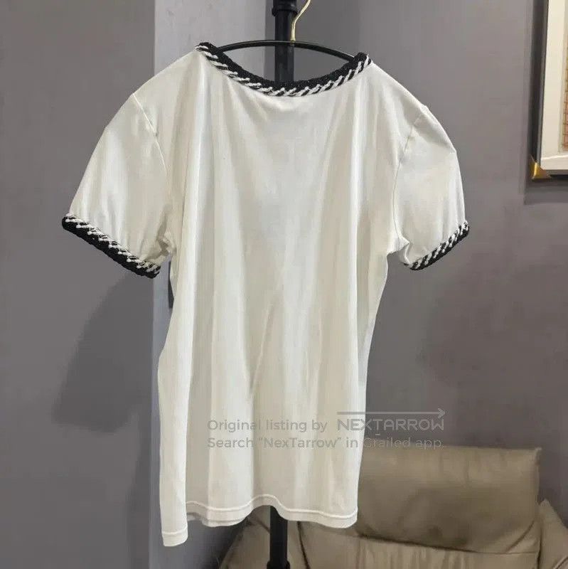Chanel Chanel White Cotton T-Shirt with Black Trim . Size M / US 6-8 / IT 42-44 - 2 Thumbnail