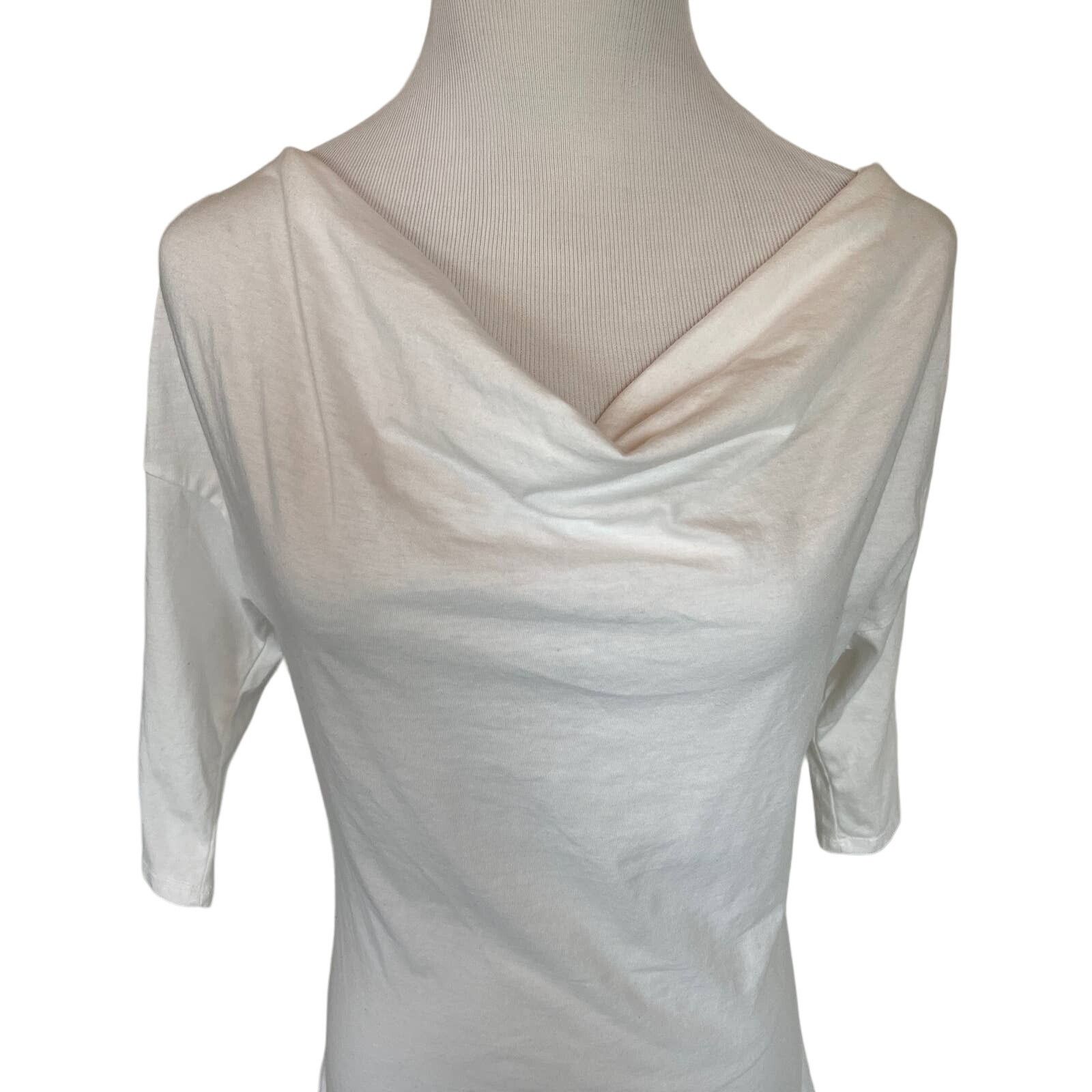 Cherokee Women's S Cherokee 3/4 Sleeve White Boatneck Cowl Blouse Top Size S / US 4 / IT 40 - 5 Thumbnail