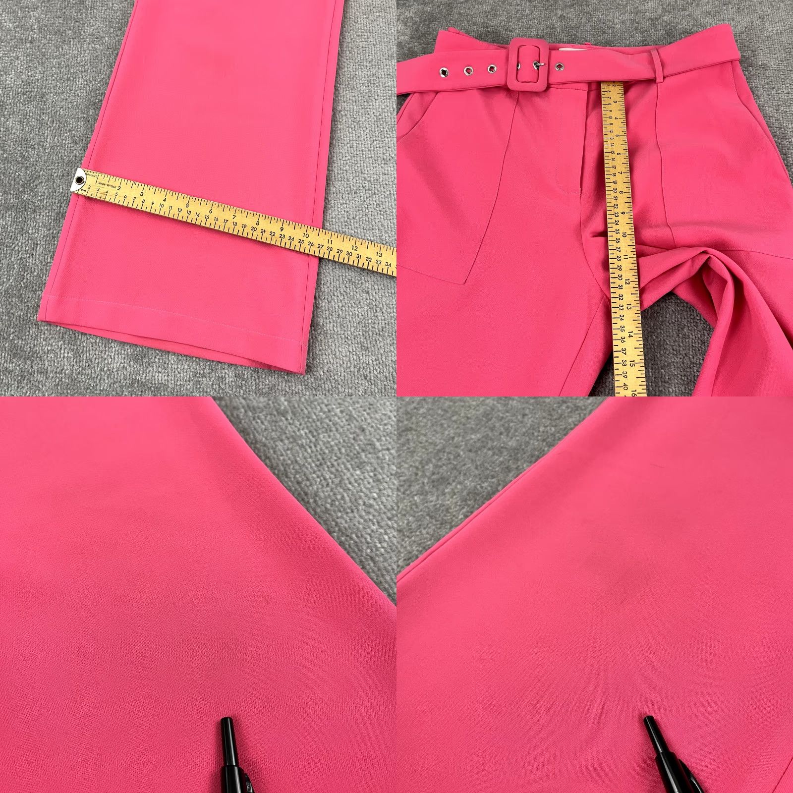 Vintage ADELYN RAE Pants Womens Medium Hot Pink Belted Wide Flare Trousers Preppy Casual Workwear Size 32" / US 10 / IT 46 - 8 Thumbnail