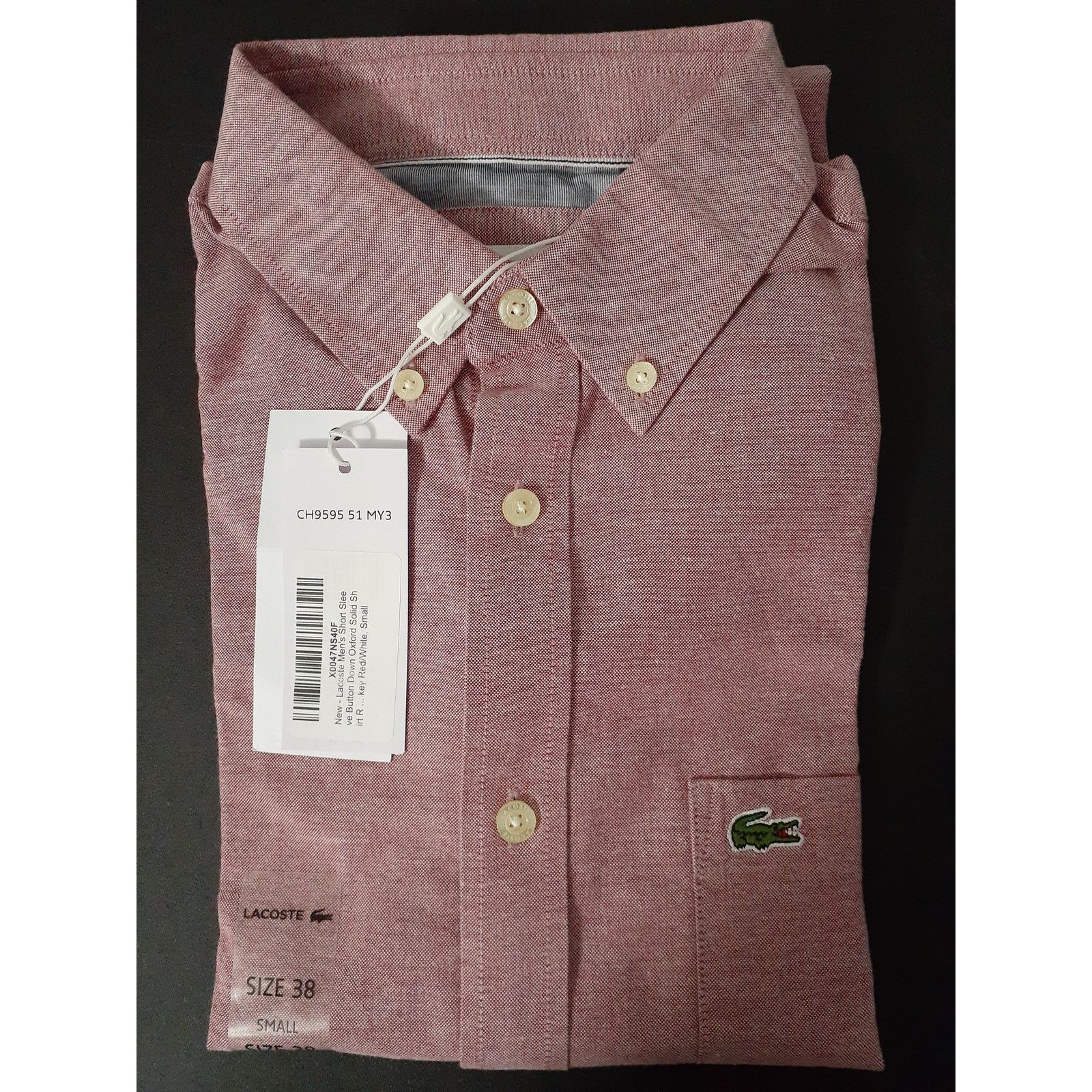 Lacoste Lacoste Men's Short Sleeve Oxford Solid Shirt Regular Fit S Size US S / EU 44-46 / 1 - 2 Thumbnail
