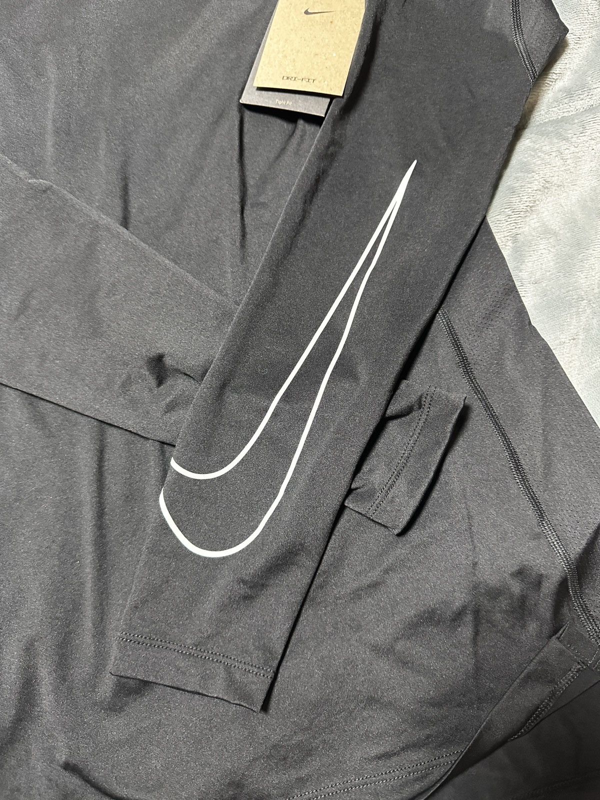 Nike New Nike PRO Dri-FIT Black Tight Fit Long Sleeve Top Swoosh Size US XXL / EU 58 / 5 - 4 Thumbnail