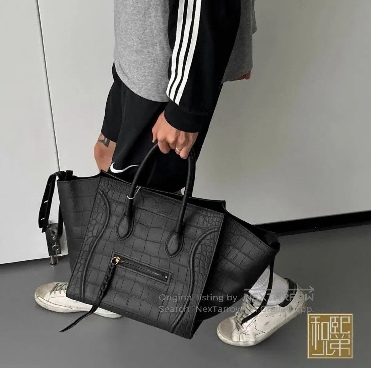 Celine Celine Black Phantom Crocodile Embossed Bag. Size ONE SIZE - 3 Thumbnail