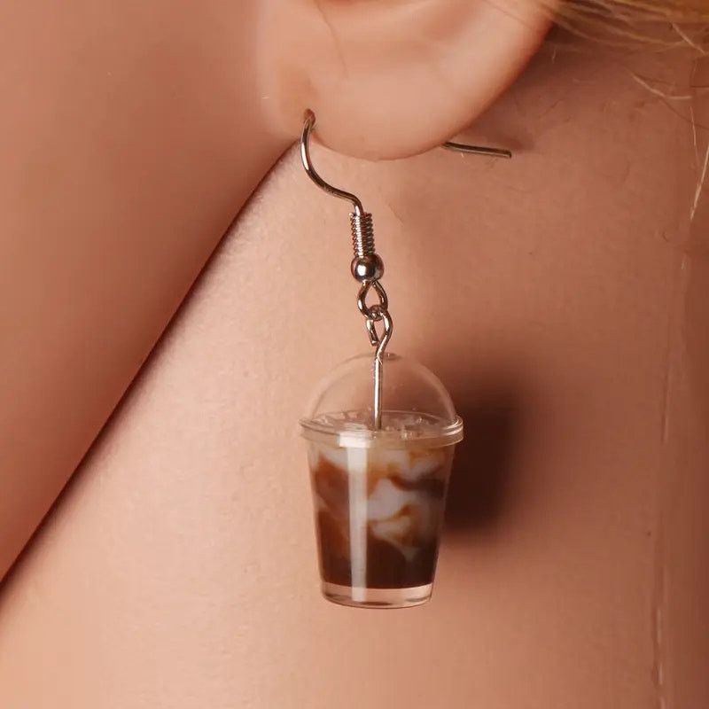 Other Mini Iced Coffee Dangle Resin Drink Cup Jewelry Earrings Size ONE SIZE - 1 Thumbnail