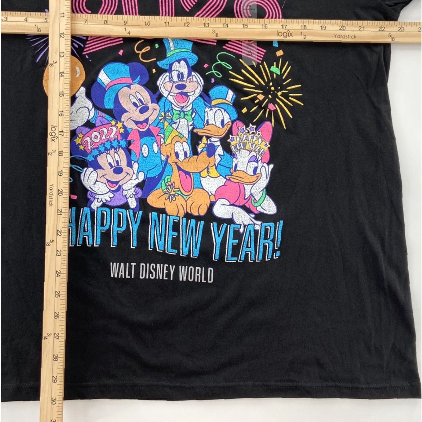 Disney VINTAGE Disney T-Shirt Adult XL Black Mickey Mouse Happy New Year 2022 Cartoon Unisex Size US XL / EU 56 / 4 - 6 Thumbnail