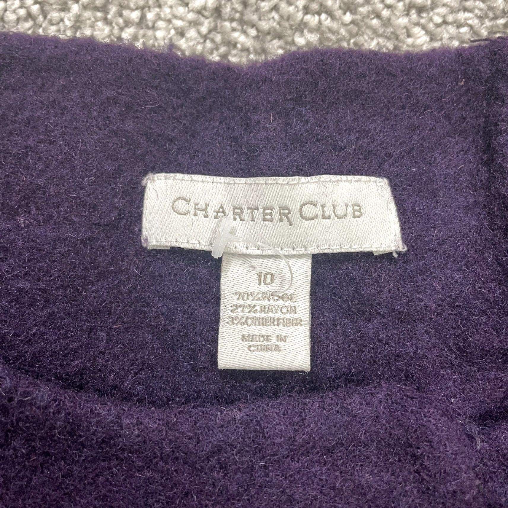 Charter Club Charter Club Wool Coat 10 Purple Button Collarless Work Business Classic Designer Womens Size L / US 10 / IT 46 - 5 Thumbnail
