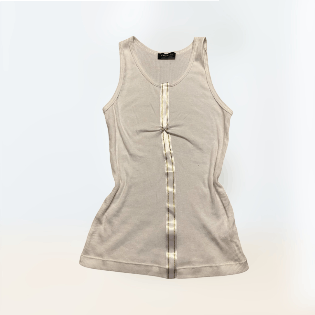 Bebe Women's Y2k BEBE white tank gold detail Size S Size S / US 4 / IT 40 - 1 Thumbnail