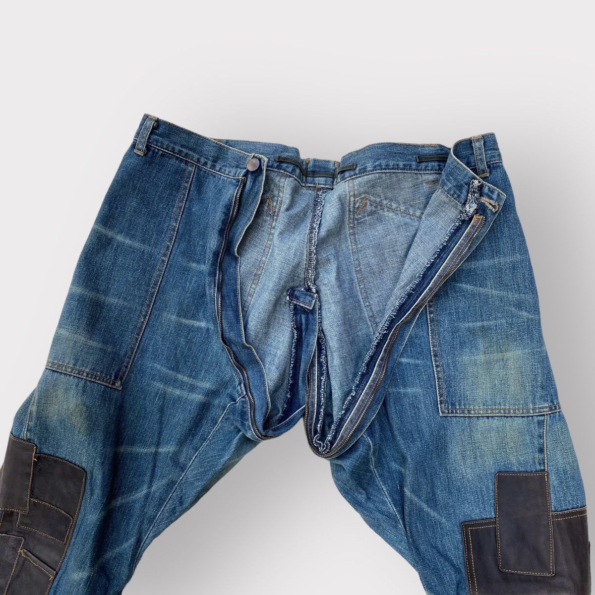 Maison MIHARA YASUHIRO Miharyasuhiro Leather Patchwork Denim Size US 34 / EU 50 - 8 Thumbnail