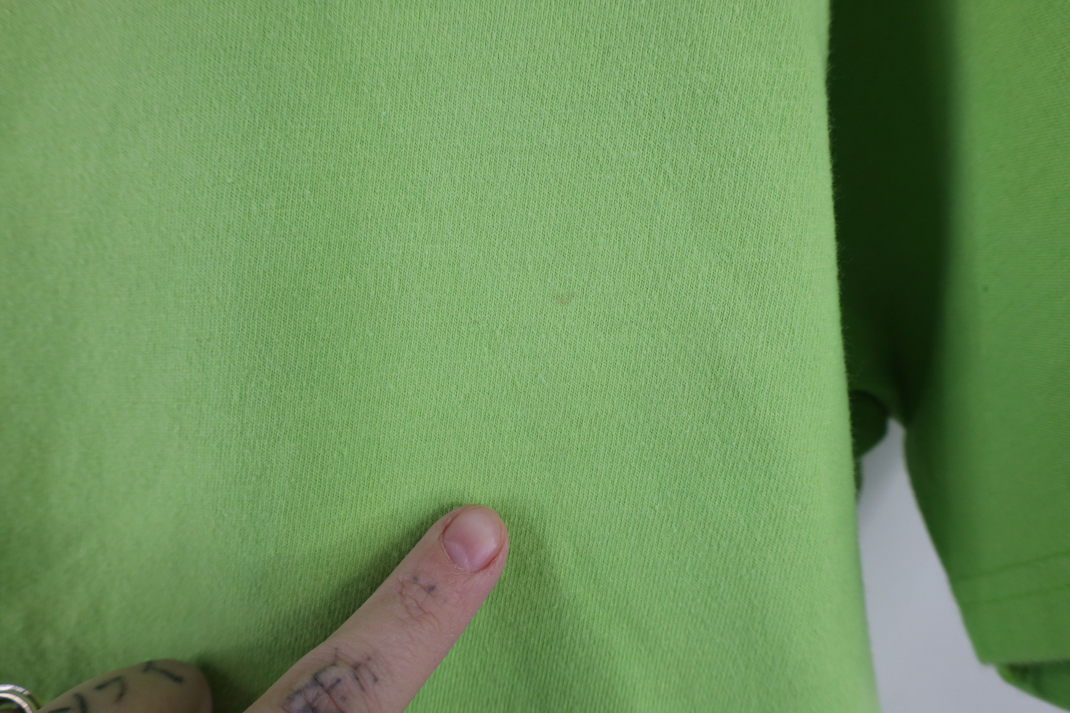 Hanes × Vintage Vintage 90s Hanes Beefy Blank Cotton T-Shirt Lime Green Size US M / EU 48-50 / 2 - 4 Thumbnail