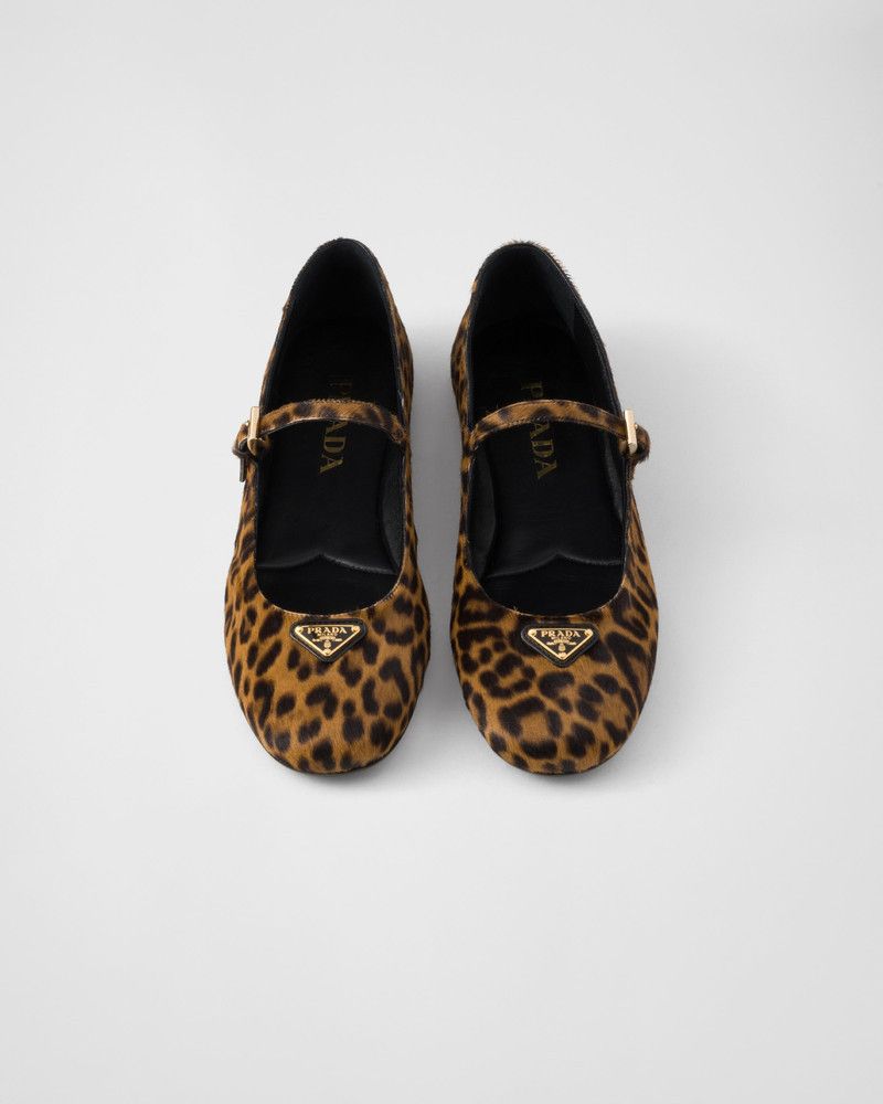 Prada os11x0326 Printed Leather Ballerinas Flats in Leopard Size US 8 / IT 38 - 3 Thumbnail