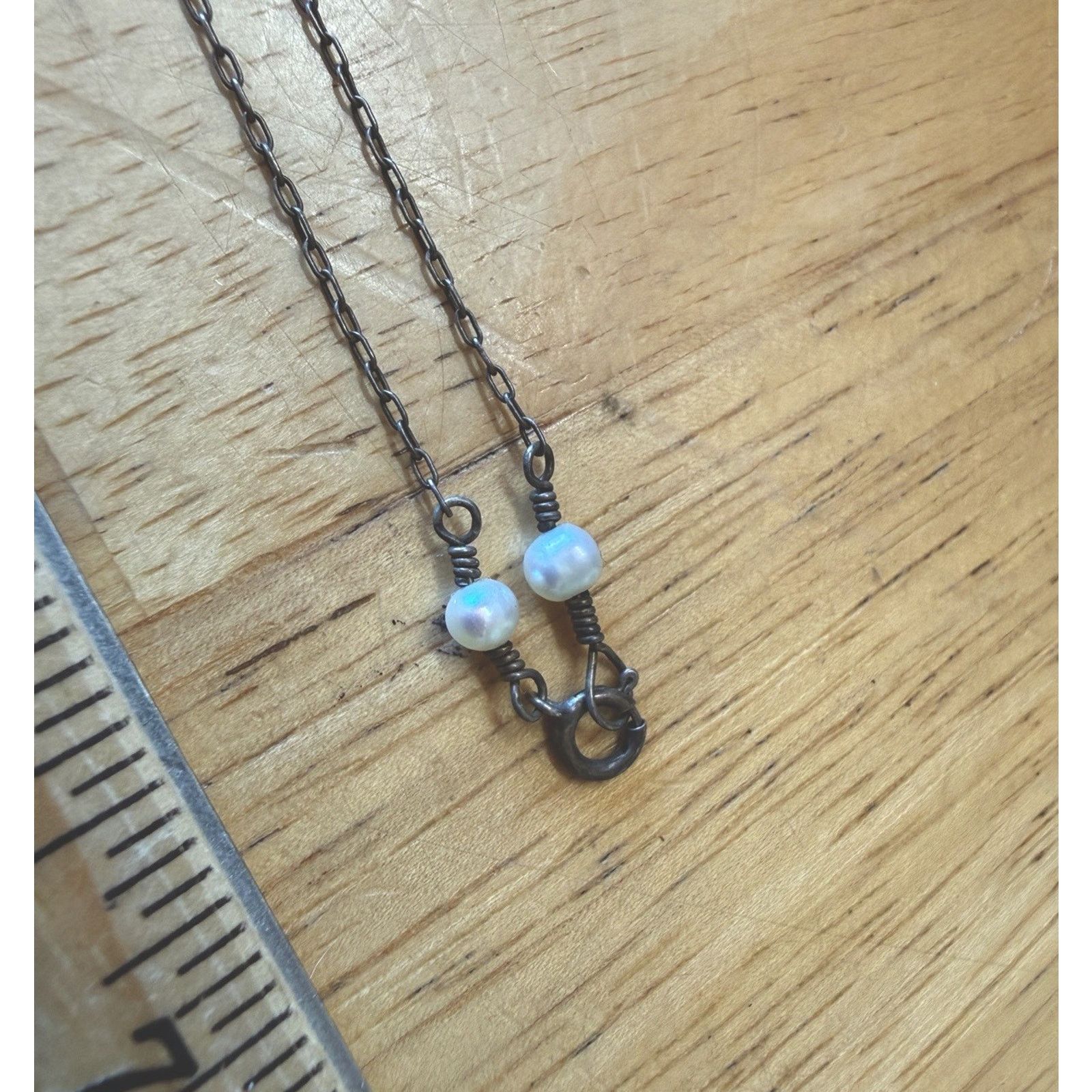 Other Vintage Sterling Silver Heart Drop Pearl & Crystals Necklace Size ONE SIZE - 6 Thumbnail