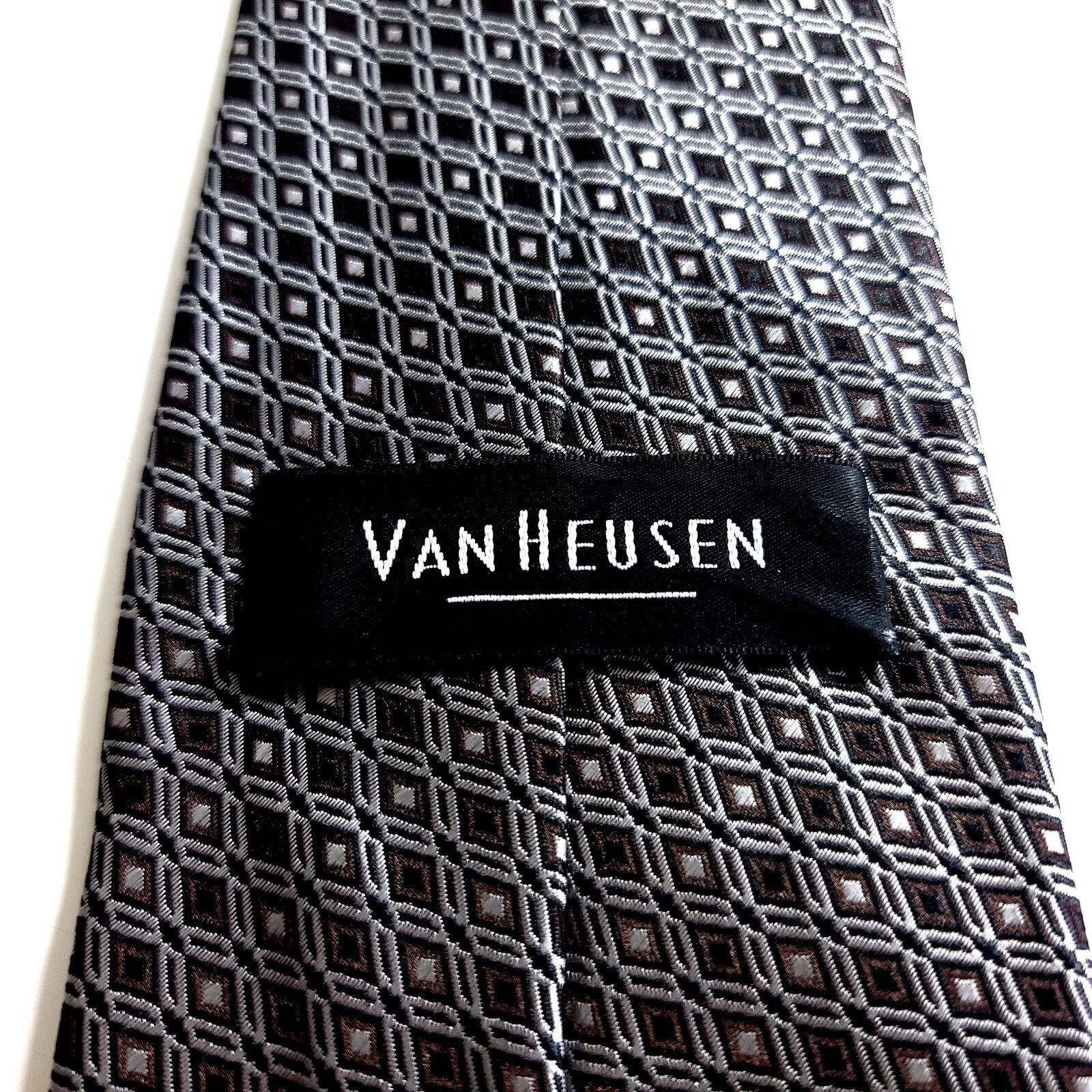 Van Heusen Van Heusen Polyester Woven Black Silver Brown Geometric Wide Size ONE SIZE - 3 Thumbnail