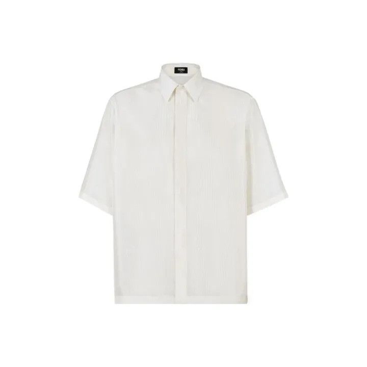 Fendi FENDI White Short Sleeve Button-Up Shirt 0079 Size US M / EU 48-50 / 2 - 1 Thumbnail