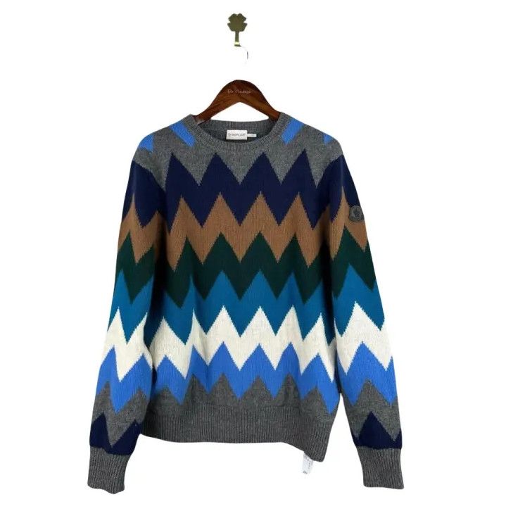 Moncler Moncler Chevron Stripe Logo Unisex Sweater Size US XXL / EU 58 / 5 - 1 Thumbnail
