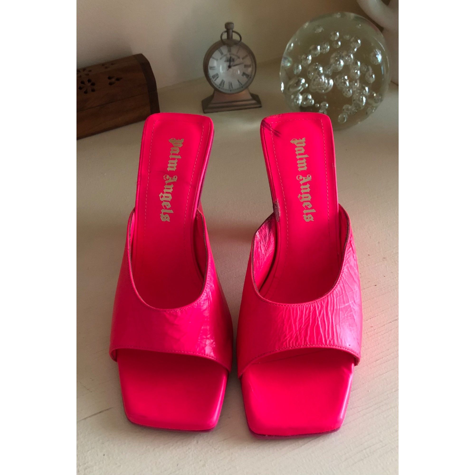 Palm Angels Women's Palm Angels Mule FUCHSIA Neon Pink Palm Tree Heel Si Size US 6.5 / IT 36.5 - 6 Thumbnail