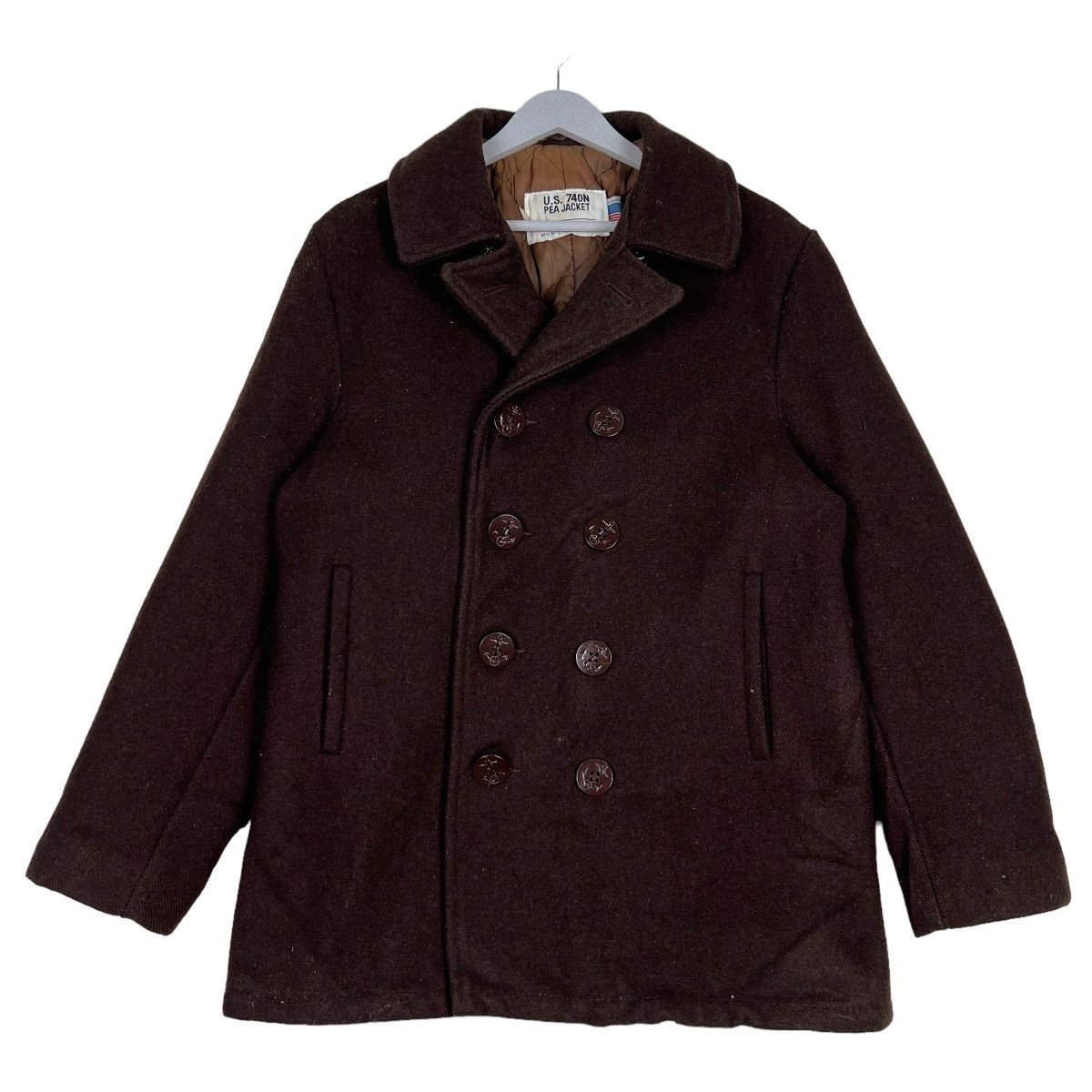 Schott 🔥 RICH BROWN SCHOTT NAVY PEACOAT MADE IN USA Size US M / EU 48-50 / 2 - 1 Thumbnail
