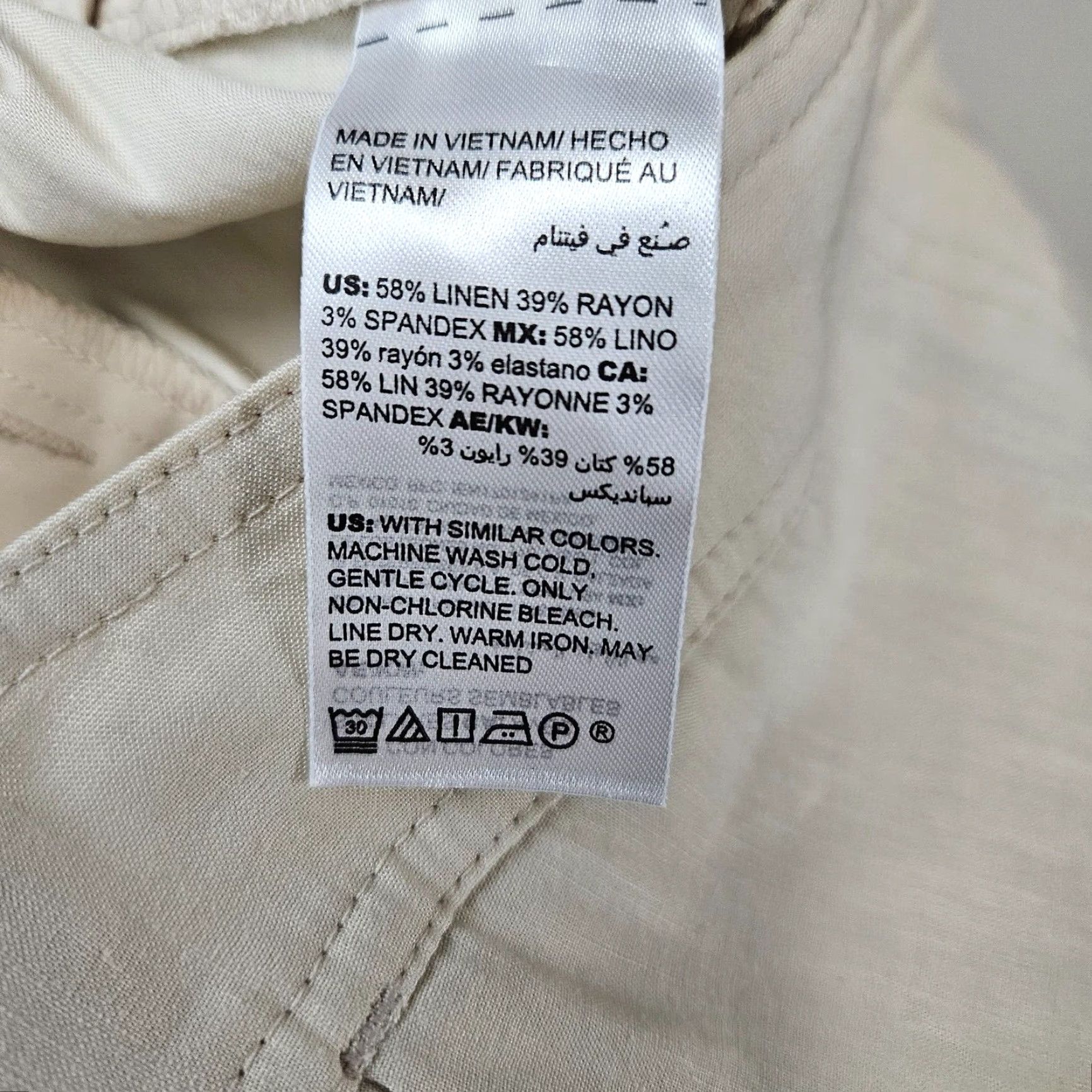 Vintage Chico's Womens Cargo Ankle Pants Sz 0 Tall Beige Linen Blend Mid Rise Inseam 29 Size 25" / US 0 / IT 36 - 6 Thumbnail